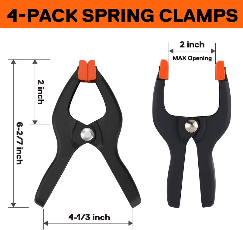 Jorgensen PONY 5-in-1 Strap Clamp with 4-Pack 6-2/7" Spring Clamps, Woodworking Frame Clamping Strap Holder, Rapid Acting Band Clamp - Image 3